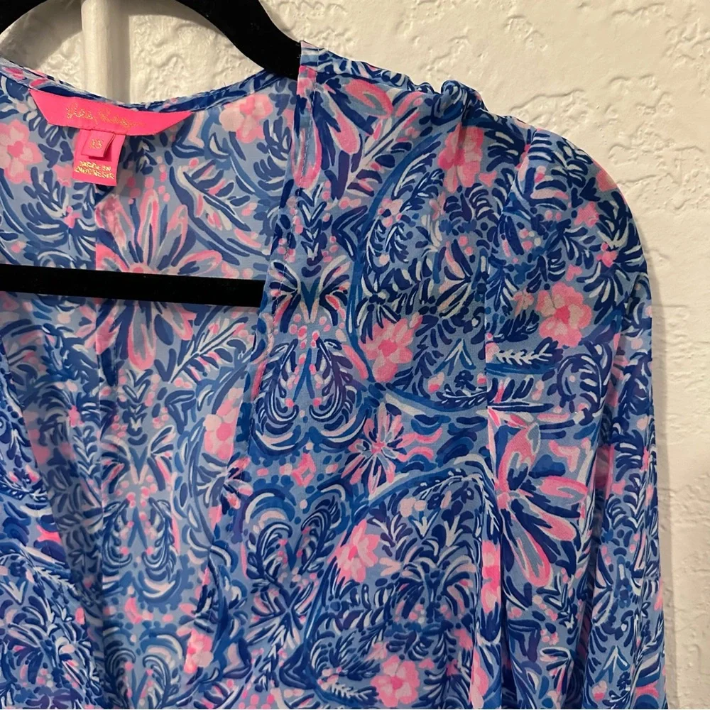 Lilly Pulitzer Motley Cover-Up Blue Peri ‘Takin It Easy’ SZ XS